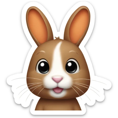 Brown bunny with floppy ears  holding a carrot cute sticker