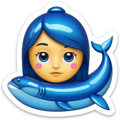 glitter azul-marinho tubarão sticker