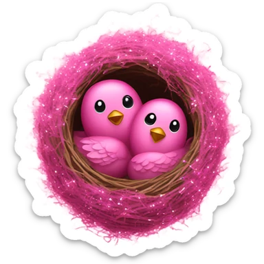 Pink birds nest with glitter sticker