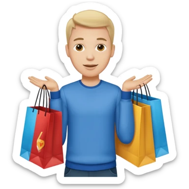 a white guy with branded bags sticker