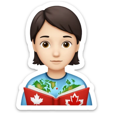 A person studying with a map of Canada in the background sticker