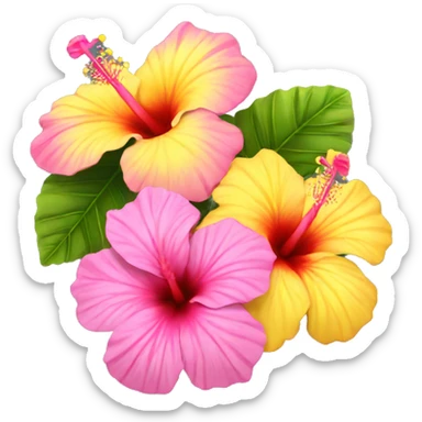 yellow and pink hibiscus flowers  sticker