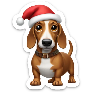 Wiener dog in a Santa hat loaded with guns sticker