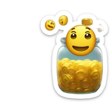 Anthropomorphic glass jar sitting by slot machine  sticker