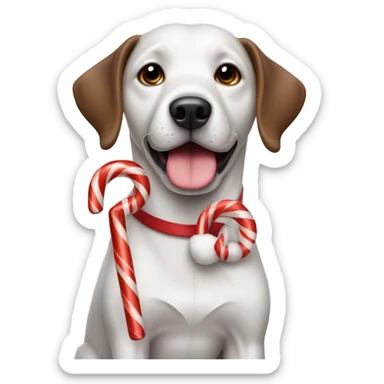 Dog with candy cane sticker