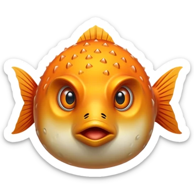 All Orange Blowfish facing forward sticker