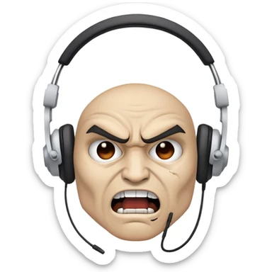 Gamer rage face with broken headset sticker