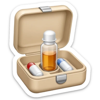 medicine capsule in case in nutral colors sticker