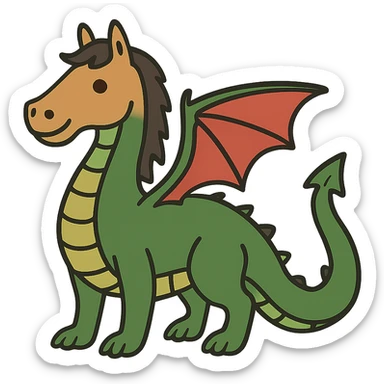 flat toon style dragon with a horse's head sticker