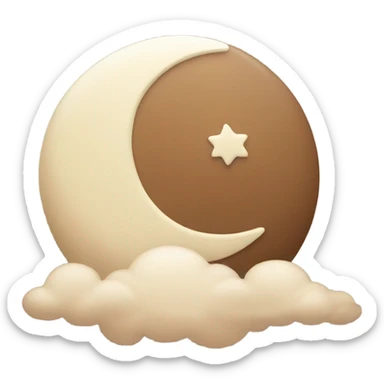 beige moon and brown cloud sticker