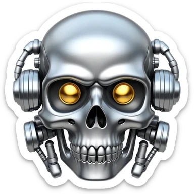 cyborg skull sticker
