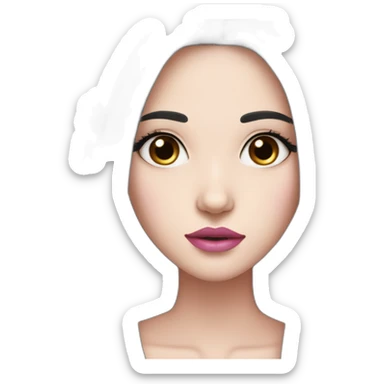 girl，white skin，black eyes，pink lips，black Long and straight hair in the middle, nevus at the moment sticker