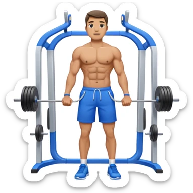 standing fit man with blue shorts cable-machine-exercise sticker