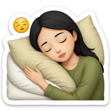 Black haired, olive-skinned Asian girl sleeping alone  sticker