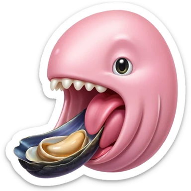 langue qui dépasse d'une bouche humaine ouverte et touche une moule ouverte sans coquille sticker