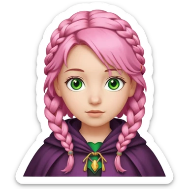 girlwith pink braided hair, cloak sticker