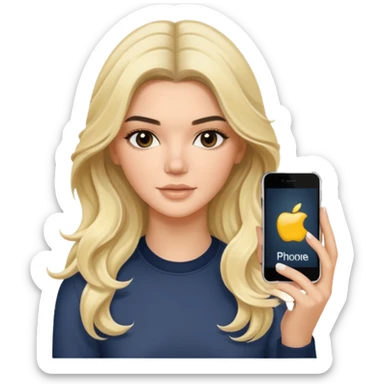 Blonde long wavy hair Kendall Jenner holding an iPhone sticker