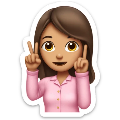 brunette girl sticking up middle finger in pink pyjamas  sticker