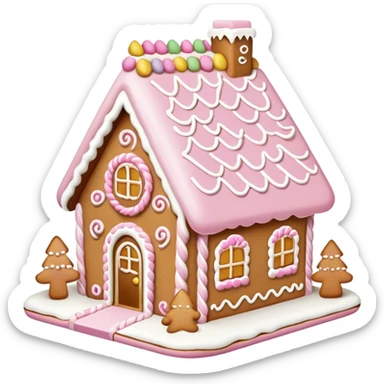 light pink and gold and white gingerbread house sticker