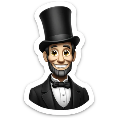 Abraham Lincoln with top hat and a big smile sticker