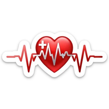 Precise and minimalist logo for MedSignal, red heartbeat pulse transforming into the letters ‘AI’, glowing edges with a metallic sheen, sleek design with clean white space, focusing on advanced healthcare technology and AI sticker