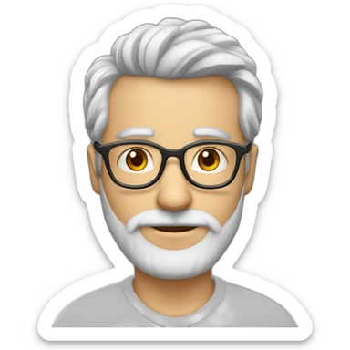 profesor de 50 años con cabello blanco, lentes no barba, no vigote sticker