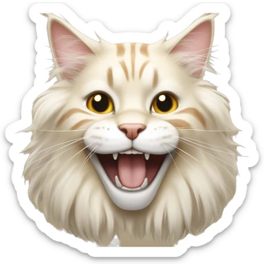 cream colored maine coon smile with teeth sticker