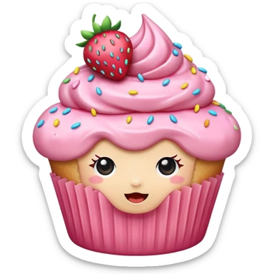 kawaii strawberry cupcake sticker
