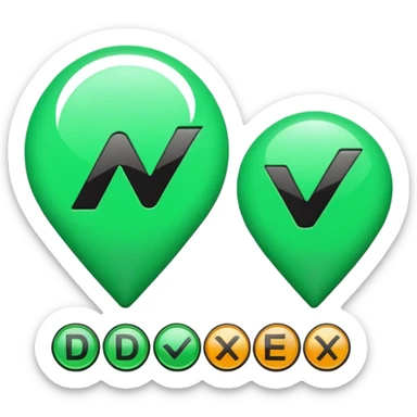 A sleek 3D icons set: a large green check mark integrated with the word "DONE" in bold black 3D text, modern corporate design, studio lighting, white background. sticker