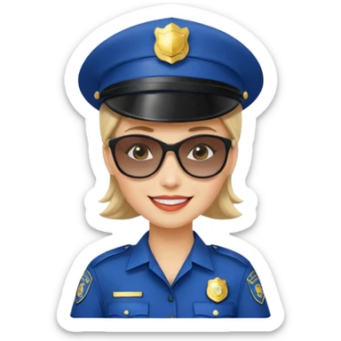 woman police with hair style and hats and sun glsses sticker