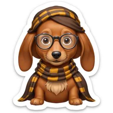A dachshund in a Harry Potter costume sticker