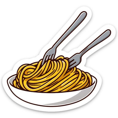 twirled spaghetti on a fork sticker