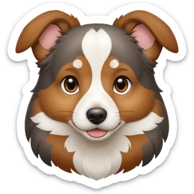собака породи ауссі триколор з передніми білими  лапками та білою мордочкою sticker