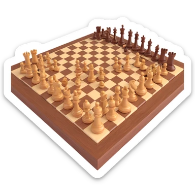 3D brown luxury style chess board with pieces, no text sticker