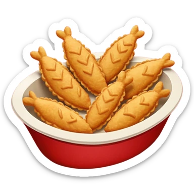 5 breaded chicken tenders of varying sizes and shapes in a red paper food boat sticker