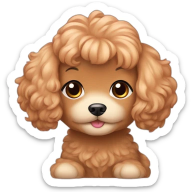 asian girl black hair with apricot color maltipoo sticker