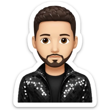 Jon B, White R&B Singer with light skin, dark brown hair, black sequin outfit sticker