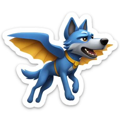 wolf that looks like a flying superhero sticker