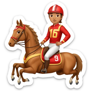 man riding horse wearing racing cloth sticker