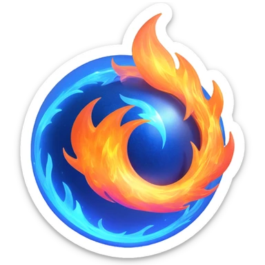 magic ball of blue sparkly fire, swirling and radiant, with magical sparkles sticker