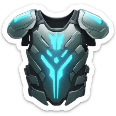 futuristic armored Omega Energy breastplate sticker