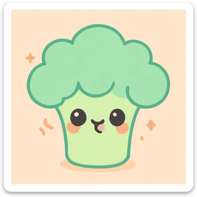spicy broccoli, kawaii style sticker