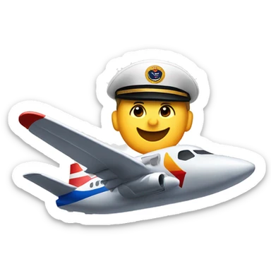 little pilot in a captain hat waving and flying a southwest plane sticker
