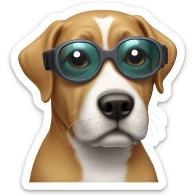 Dog with swim goggles on sticker