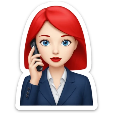 business woman with blue eyes talking on the mobile phone sticker