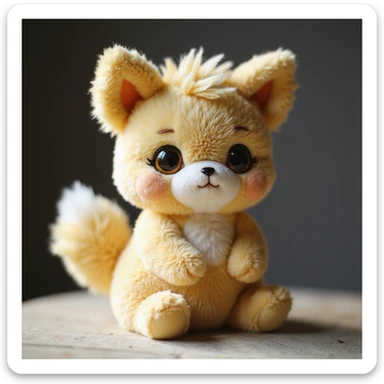 chiikawa character, lifelike plush toy style, detailed fur, soft shadows, minimal background sticker