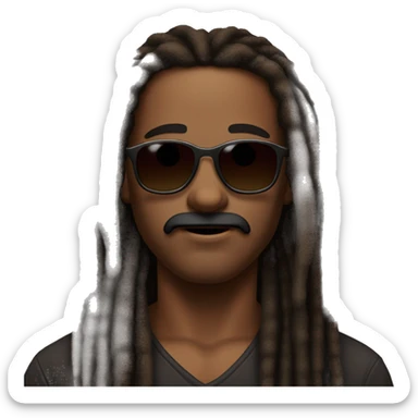 À man with a black skin MUSTASH BROWN EYES LONG dreads locks AND WITH SHADES sticker