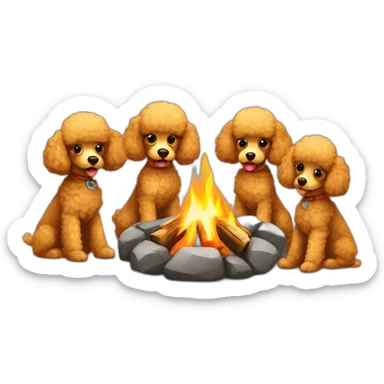 poodles gathered around campfire sticker