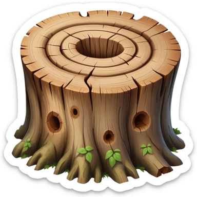 A beautiful pretty natural Tree stump with a swirly pattern in the middle twigs sticking out sticker