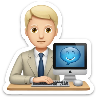 Erstelle mir ein Emoji der an einem Computer sitzt und dabei rum rülpst sticker